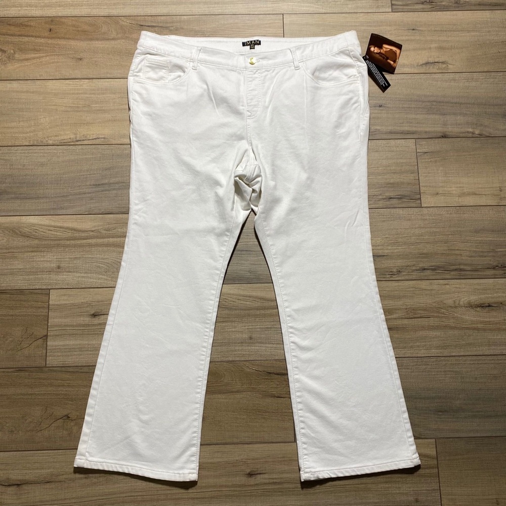 IMAN Global Women’s Pull‎ On Pants Plus Size 24W Off White Stretchy